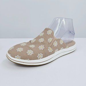 Clarks Cloudsteppers Breeze Shore Slip On Comfort Mules 6 Taupe Floral Stretchy